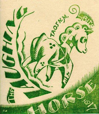 Gustave Baumann, Cover design for The Laughing Horse, No. 17, 1930, color woodcut, 8 3/8 × 6 3/…
