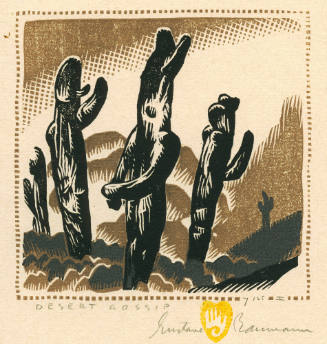 Gustave Baumann, Desert Gossip, 1936, 4 3/8 x 4 1/2 in. Collection of the New Mexico Museum of …