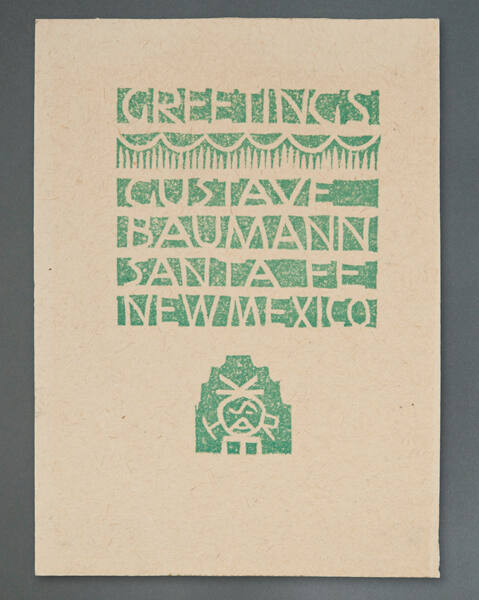 Gustave Baumann, Greeting Card for 1919: "All to the Merry" (back cover), 1919, color woodcut, …