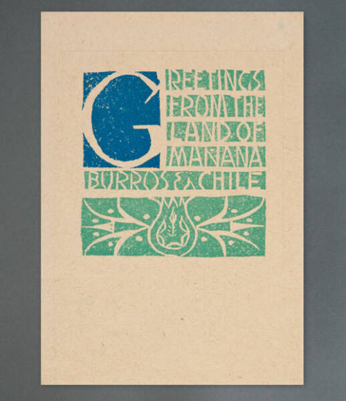 Gustave Baumann, Greeting Card for 1924: "Greeting from the Land of Mañana" (cover), 1923, colo…