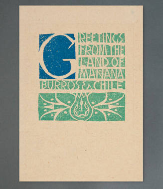Gustave Baumann, Greeting Card for 1924: "Greeting from the Land of Mañana" (cover), 1923, colo…