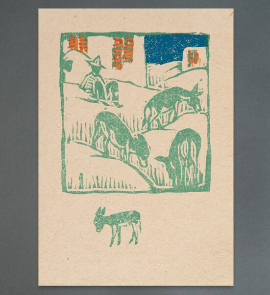 Gustave Baumann, Greeting Card for 1924: "Greeting from the Land of Mañana" (interior), 1923, c…