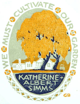 Bookplate for Katherine and Albert Simms