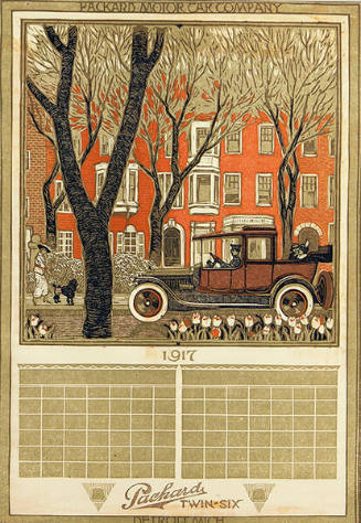 Illustrations for the Packard Motor Car Company Calendar of 1917: March and April