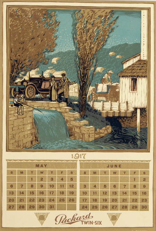 Illustrations for the Packard Motor Car Company Calendar of 1917: May and June