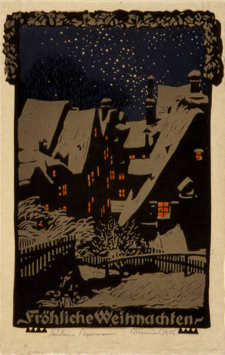 Gustave Baumann, Greeting Card for 1905: “Fröhliche Weihnachten”, 1905, linocut, 9 13/16 × 6 5/…