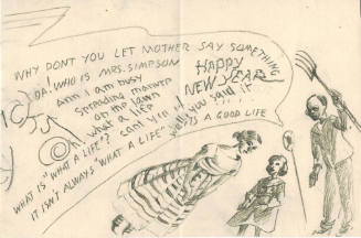 Greeting Card for 1937: "New Year Broadcast" (sketch for interior)