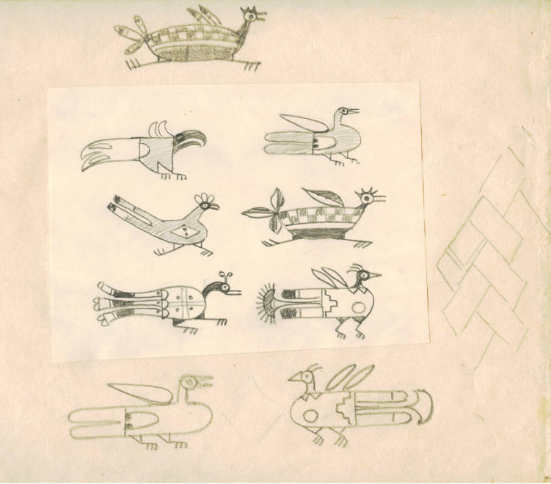 Running Spotted Bird Vignette (sketch from Indian Pottery book)