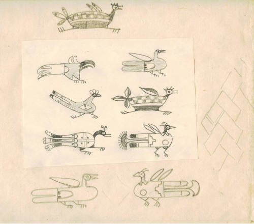Running Spotted Bird Vignette (sketch from Indian Pottery book)