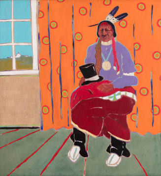 T. C. Cannon, Washington Landscape with Peace Medal Indian, 1976, acrylic on canvas, 50 x 45 1/…