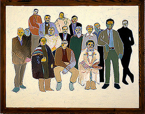 Fritz Scholder, Arts Faculty at the Institute of American Indian Arts at 4:15pm, 1968, oil on c…