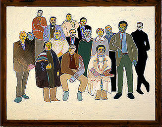 Fritz Scholder, Arts Faculty at the Institute of American Indian Arts at 4:15pm, 1968, oil on c…