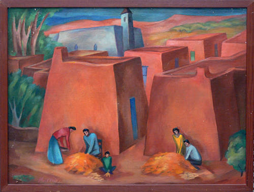 James Stovall, Corn Huskers, 1938, oil on Masonite, 19 7/8 × 23 1/2 in. On long term loan to th…