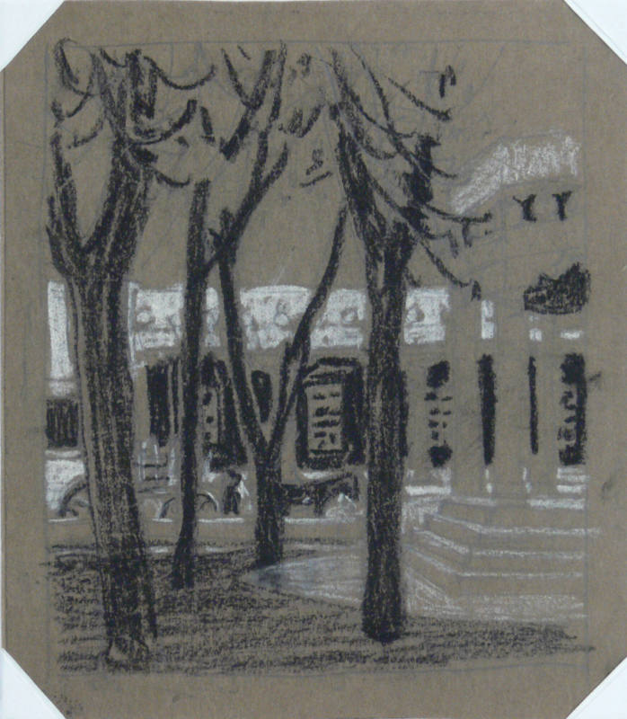 Sketch for Postcards of Santa Fe: Governors Palace and Plaza