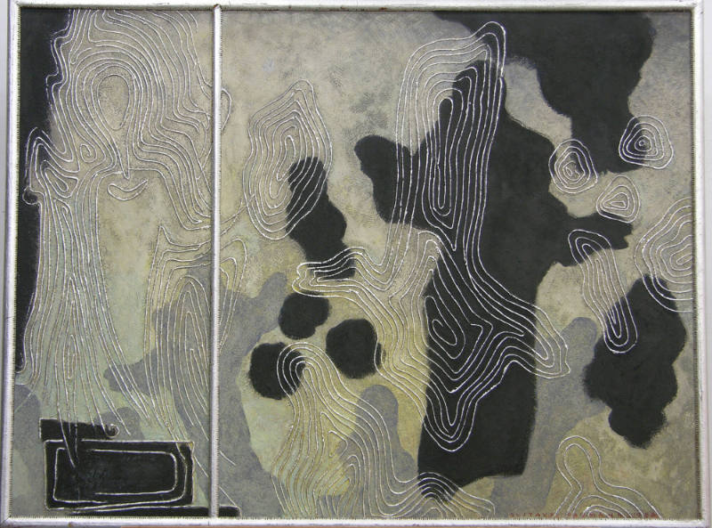 Gustave Baumann, Pandora and Dark Angels, 1963, oil with casein and metal. 32 x 42 in. (81.3 x …