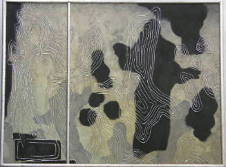 Gustave Baumann, Pandora and Dark Angels, 1963, oil with casein and metal. 32 x 42 in. (81.3 x …