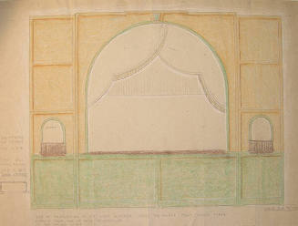 Gustave Baumann, Proscenium stage, ca. 1930-1940, Pencil and colored pencil on paper, Image: 18…