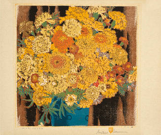 Gustave Baumann, Marigolds, 1929, color woodcut, 12 3/4 x 12 3/4 in. Collection of the New Mexi…